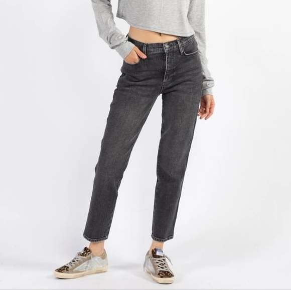 Frame Denim Le High Straight Jeans Size 31 Hutchinson Black Frayed Hem - Picture 1 of 15